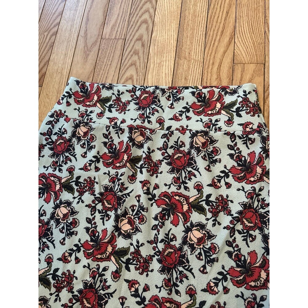 Pencil skirt frill ruffle green floral flowers romantic paisley hippy whimsy